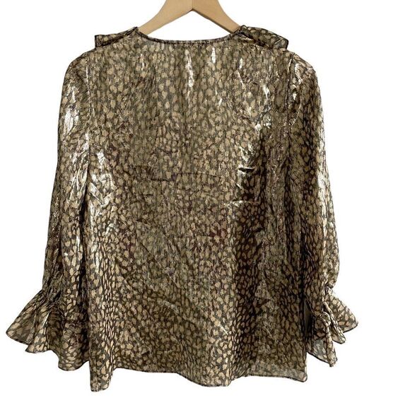 Alice + Olivia Elliot Ruffle Blouse in Black, Silver & Gold - Picture 5 of 6